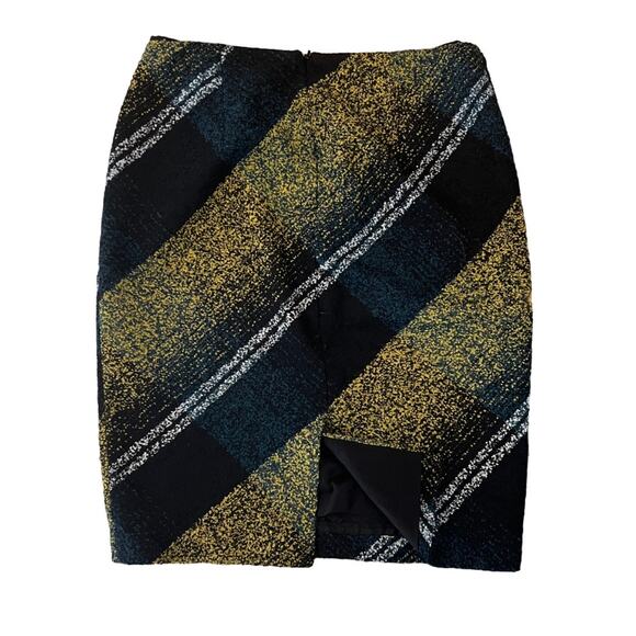 Classiques Entier Black/Green/Yellow Wool Blend Nubby Tweed Pencil Skirt SIZE 10 - Picture 3 of 8
